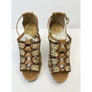 Cole Haan Air Minka Wedge Platform Sandals Snakeskin Leather Size 8B